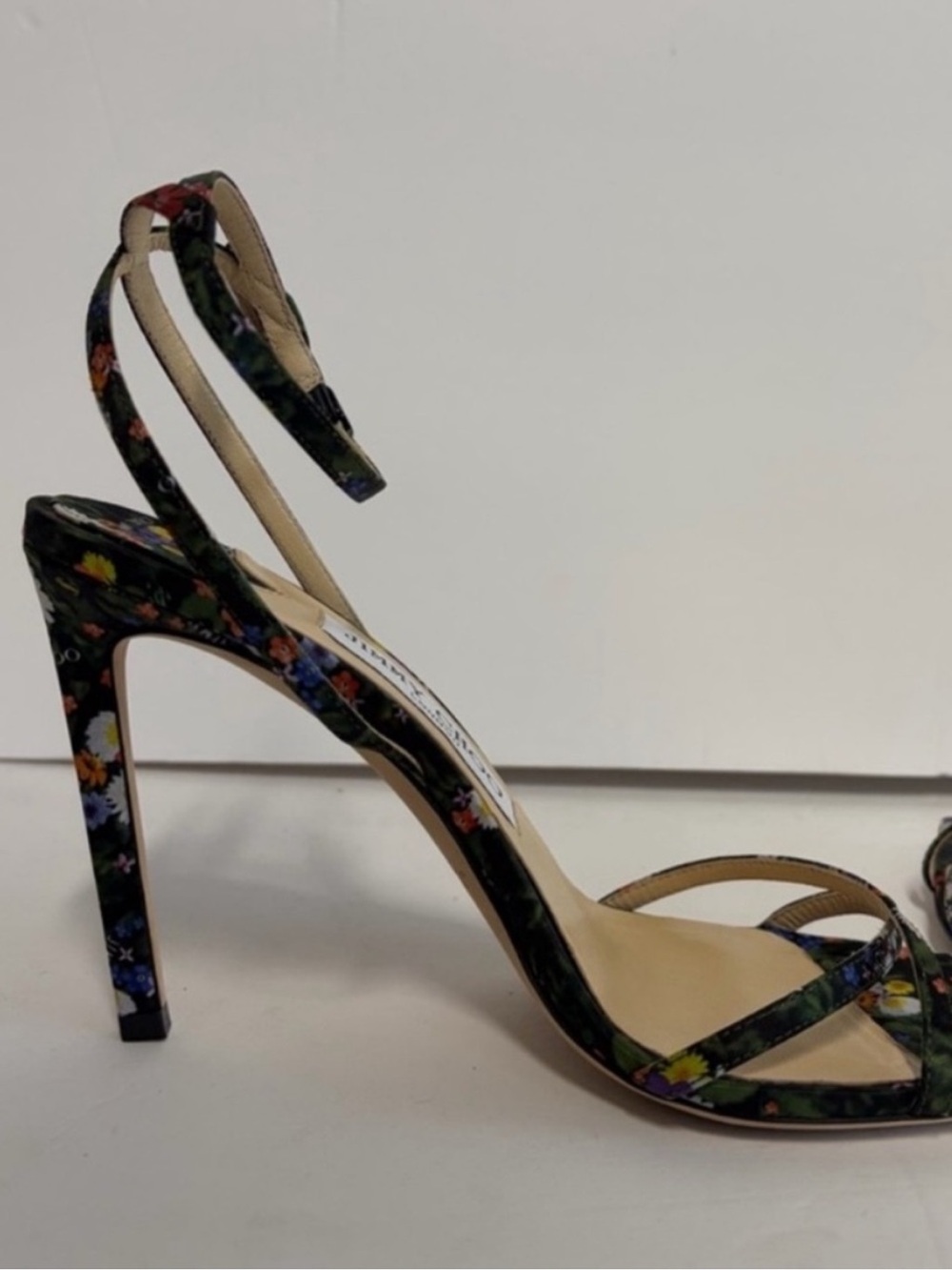 Jimmy Choo Metz 100 Ditsy Print Stiletto Ankle Strap Sandals - Picture 6 of 8